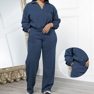 VeloraStyle – Long Sleeve Top with Elastic Pants Set