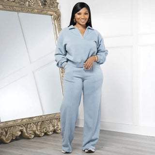 VeloraStyle – Long Sleeve Top with Elastic Pants Set