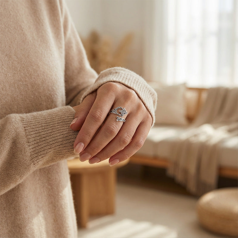 SilverRune – Celtic Knot Open Band Ring