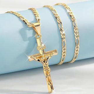 GraceCross – Elegant Crucifix Figaro Chain Necklace