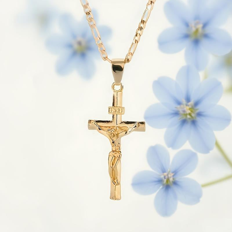 GraceCross – Elegant Crucifix Figaro Chain Necklace