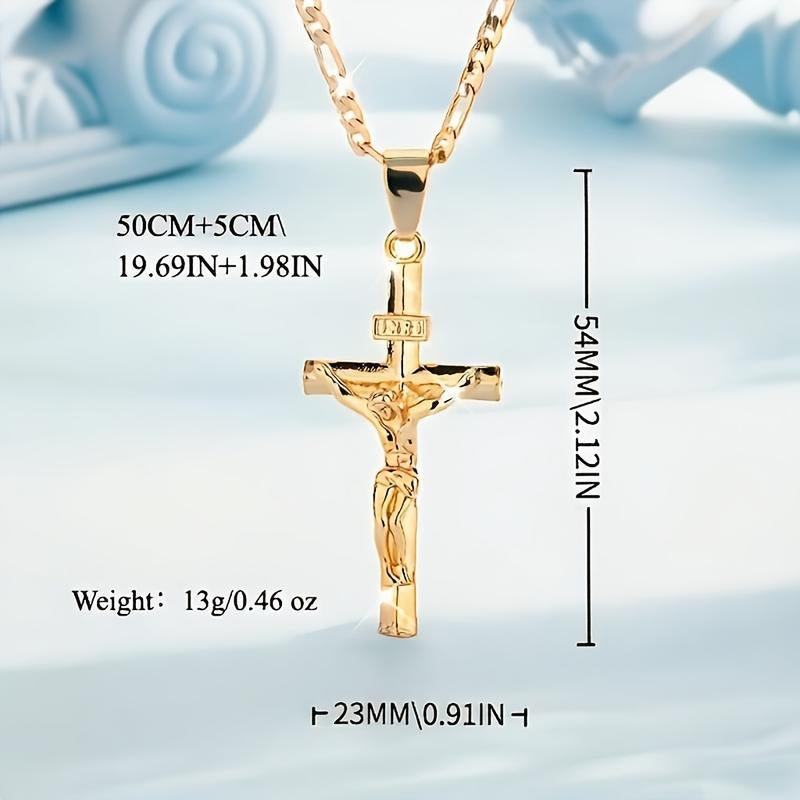 GraceCross – Elegant Crucifix Figaro Chain Necklace