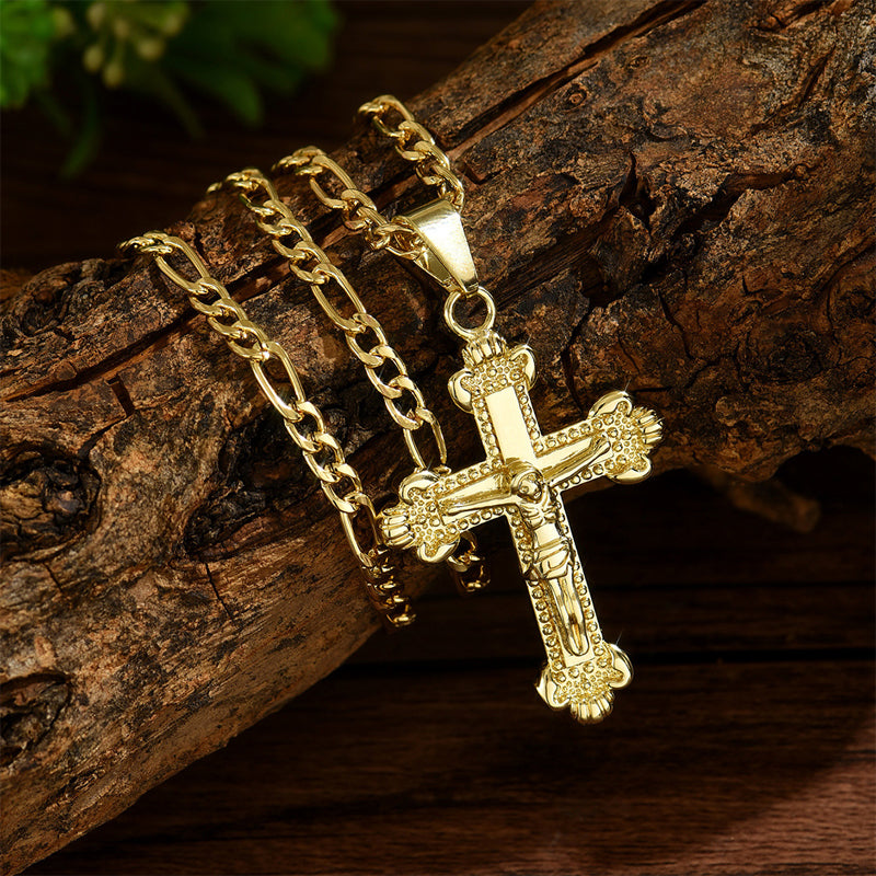 GraceCross – Elegant Crucifix Figaro Chain Necklace