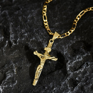 GraceCross – Elegant Crucifix Figaro Chain Necklace