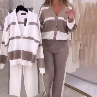 StripeEase – Women’s Fashionable Casual Two-Piece Set