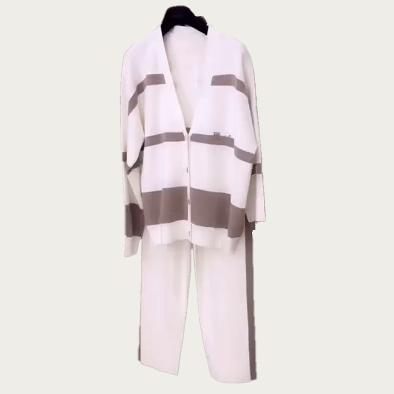 StripeEase – Women’s Fashionable Casual Two-Piece Set