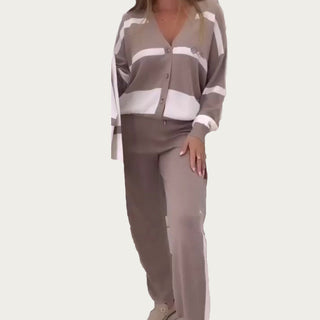 StripeEase – Women’s Fashionable Casual Two-Piece Set