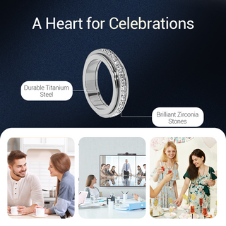📢📢57%  OFF !! ⏰Titanium Steel Rotatable Spinner Ring with Zirconia