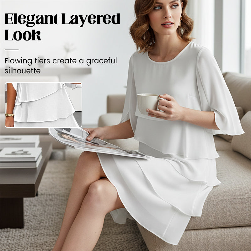 PureElegance – Women’s Layered Ruffle Sleeve Dress