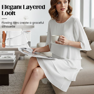 PureElegance – Women’s Layered Ruffle Sleeve Dress