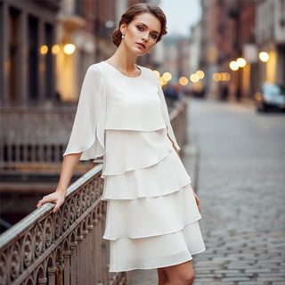 PureElegance – Women’s Layered Ruffle Sleeve Dress
