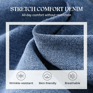 WideMuse – Retro Button Stretch Denim Wide-Leg Jeans