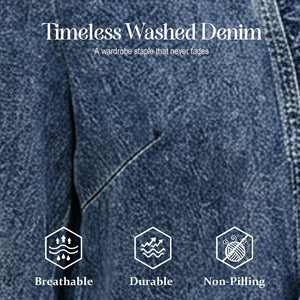 DenimLuxe – Women’s Ruffle Trim Denim Jacket