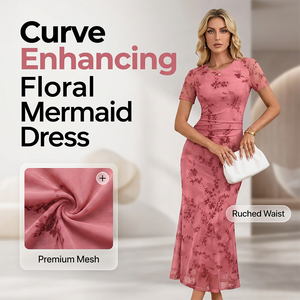 FloraLuxe – Floral Mesh Midi Dress