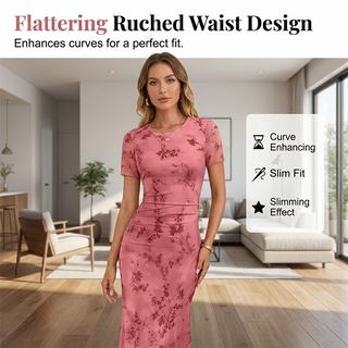FloraLuxe – Floral Mesh Midi Dress