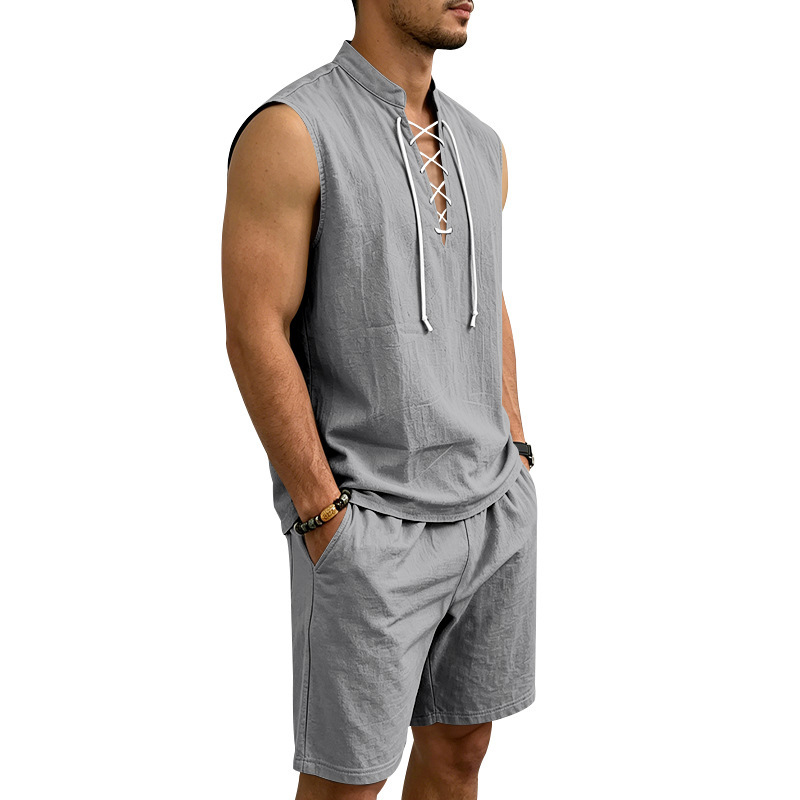 ComfortWeave – Lightweight Mens Lace-Up Linen Shorts Outfit