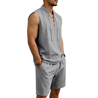 ComfortWeave – Lightweight Mens Lace-Up Linen Shorts Outfit