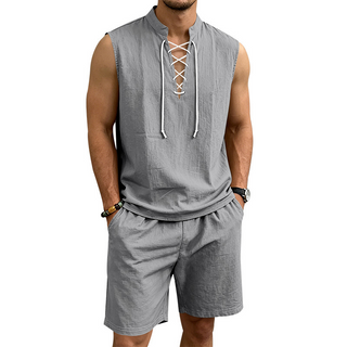 ComfortWeave – Lightweight Mens Lace-Up Linen Shorts Outfit