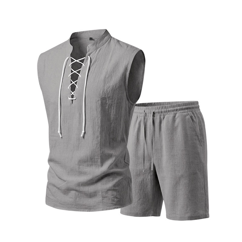 ComfortWeave – Lightweight Mens Lace-Up Linen Shorts Outfit