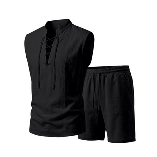 ComfortWeave – Lightweight Mens Lace-Up Linen Shorts Outfit
