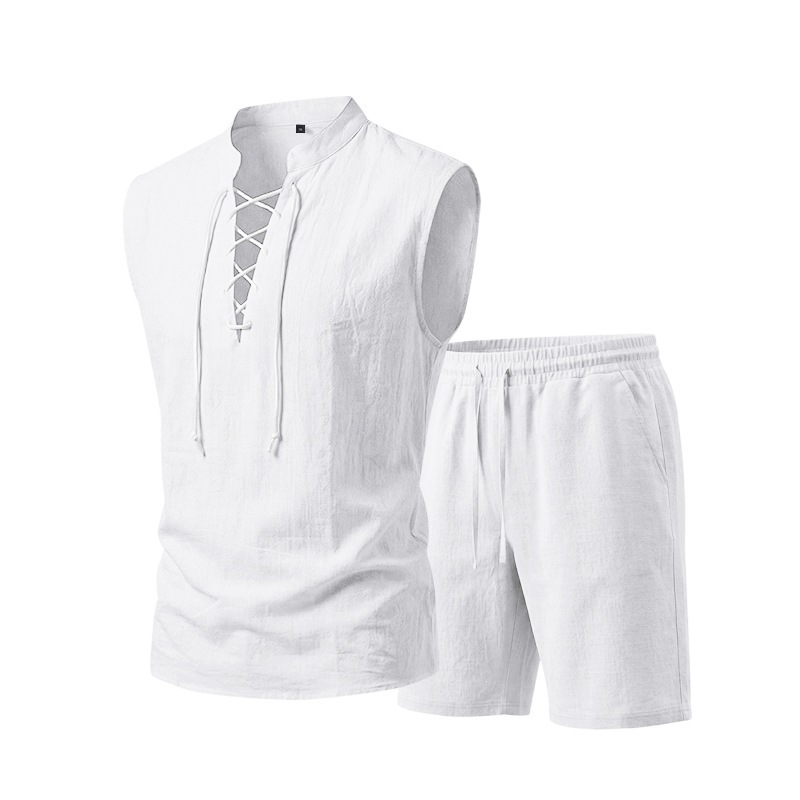 ComfortWeave – Lightweight Mens Lace-Up Linen Shorts Outfit
