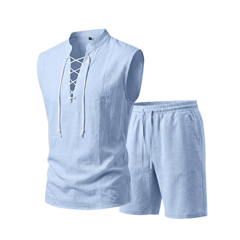 ComfortWeave – Lightweight Mens Lace-Up Linen Shorts Outfit