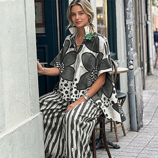 LuxeFlow – Printed Relaxed Fit Two-Piece Outfit Set