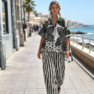 LuxeFlow – Printed Relaxed Fit Two-Piece Outfit Set
