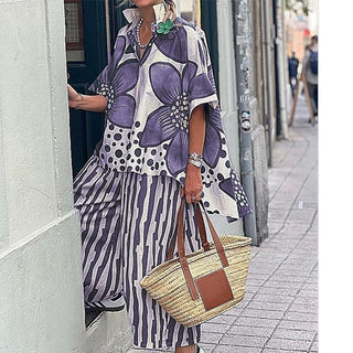 LuxeFlow – Printed Relaxed Fit Two-Piece Outfit Set
