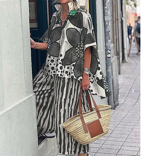 LuxeFlow – Printed Relaxed Fit Two-Piece Outfit Set