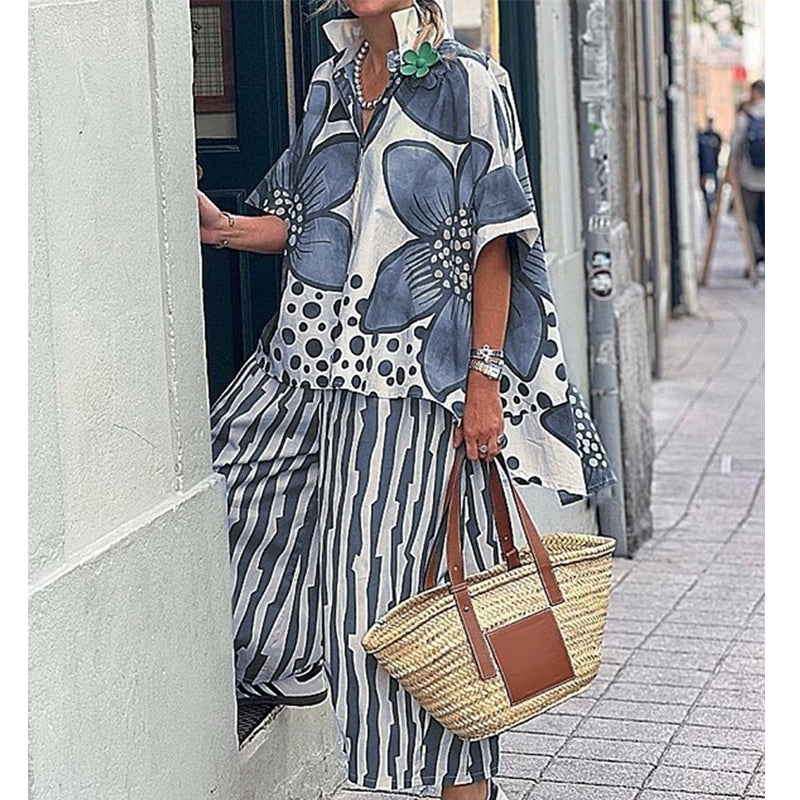 LuxeFlow – Printed Relaxed Fit Two-Piece Outfit Set