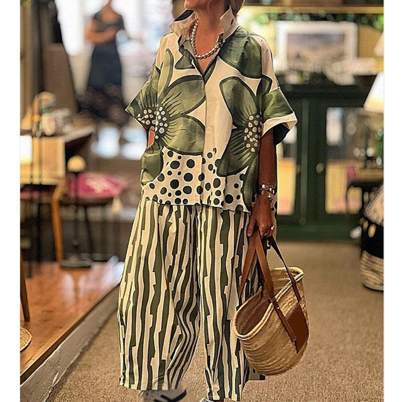 LuxeFlow – Printed Relaxed Fit Two-Piece Outfit Set