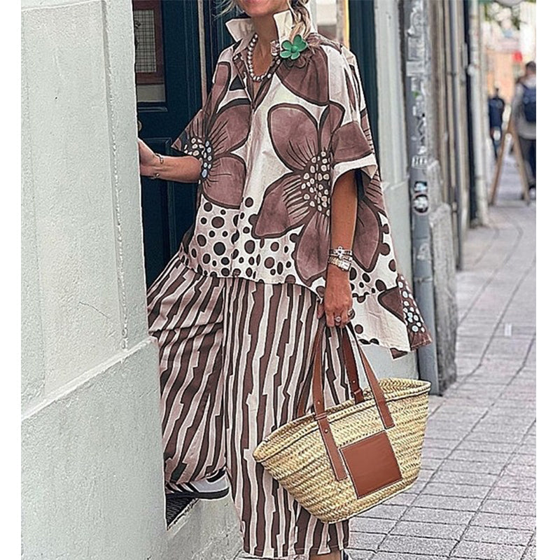 LuxeFlow – Printed Relaxed Fit Two-Piece Outfit Set