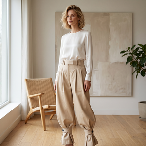 GraceLoom – Elegant Ruffled Cuff Lantern Pants