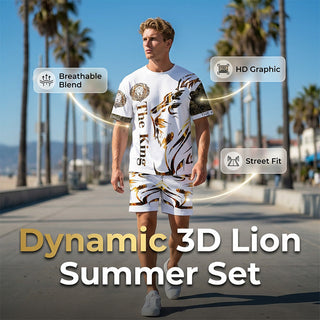 LionVibe – Men's Graphic 2-Piece Summer Set