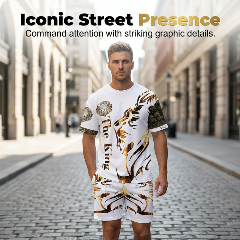 LionVibe – Men's Graphic 2-Piece Summer Set