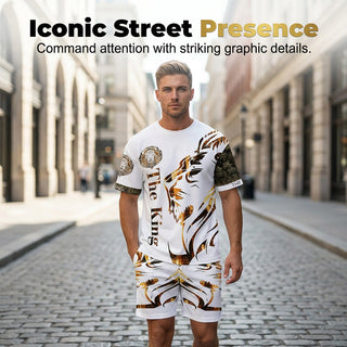 LionVibe – Men's Graphic 2-Piece Summer Set