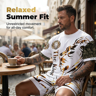 LionVibe – Men's Graphic 2-Piece Summer Set