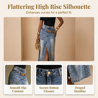StyleFlow – Vintage Wash Layered Denim Maxi Skirt