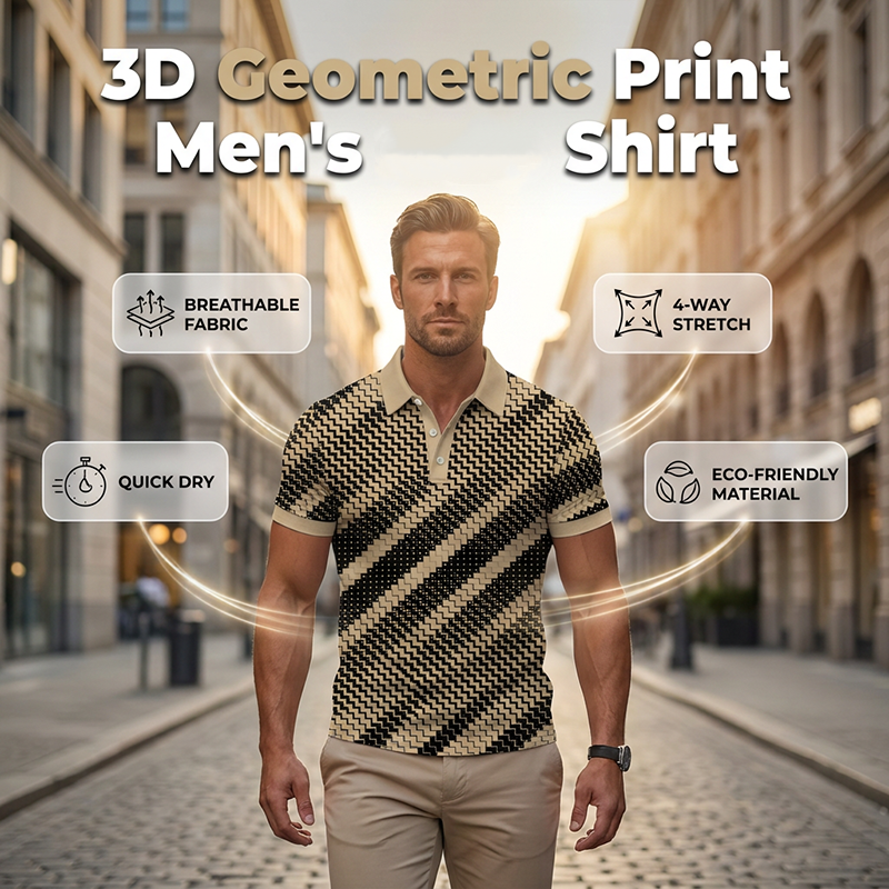 GeoVanta – Men's Geometric Print Collared Shirt