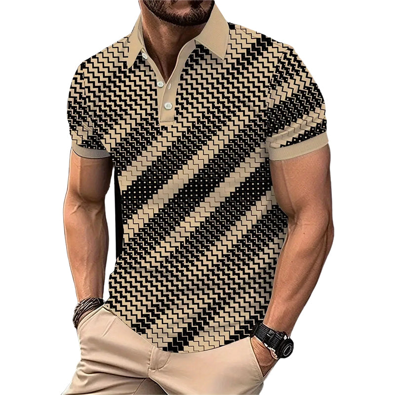 GeoVanta – Men's Geometric Print Collared Shirt