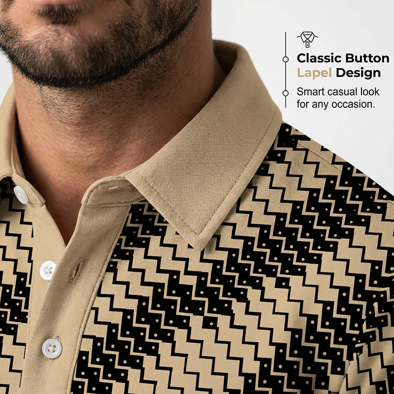 GeoVanta – Men's Geometric Print Collared Shirt