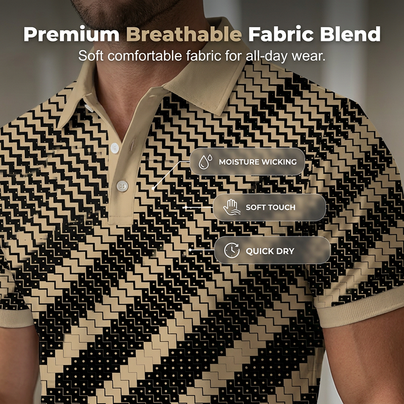 GeoVanta – Men's Geometric Print Collared Shirt