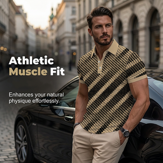 GeoVanta – Men's Geometric Print Collared Shirt