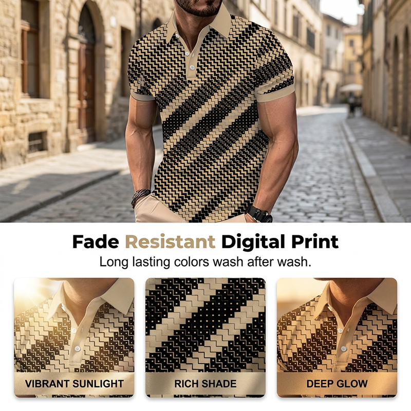 GeoVanta – Men's Geometric Print Collared Shirt