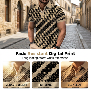 GeoVanta – Men's Geometric Print Collared Shirt