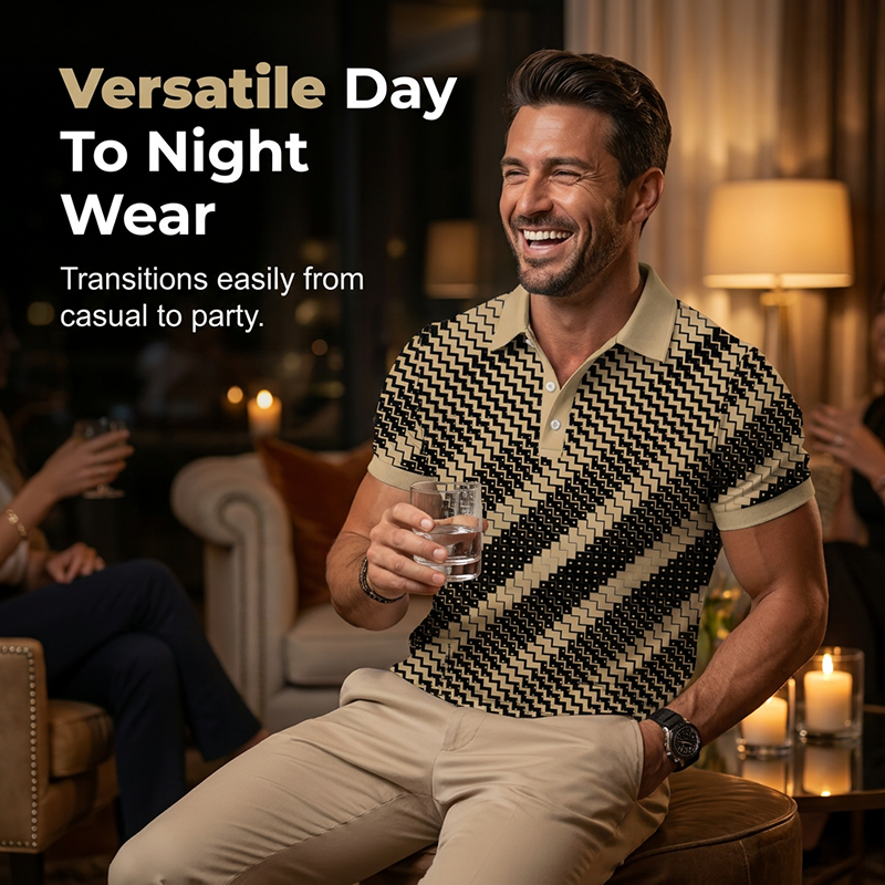 GeoVanta – Men's Geometric Print Collared Shirt