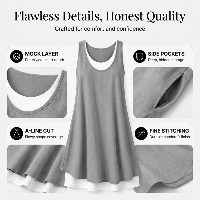 LunaDrape – Chic Layered Sleeveless Women's Dress