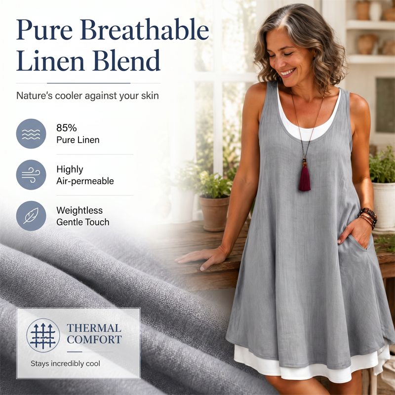 LunaDrape – Chic Layered Sleeveless Women's Dress