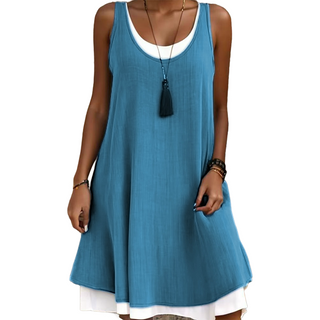 LunaDrape – Chic Layered Sleeveless Women's Dress